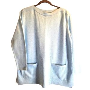 J. JILL Sky Blue Merino wool cotton blend pullover sweater shirt, size M petite